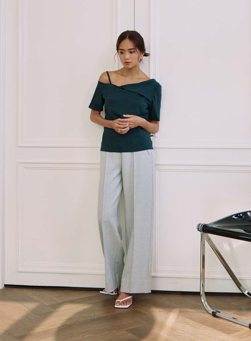 不對稱斜領單肩帶BRA上衣